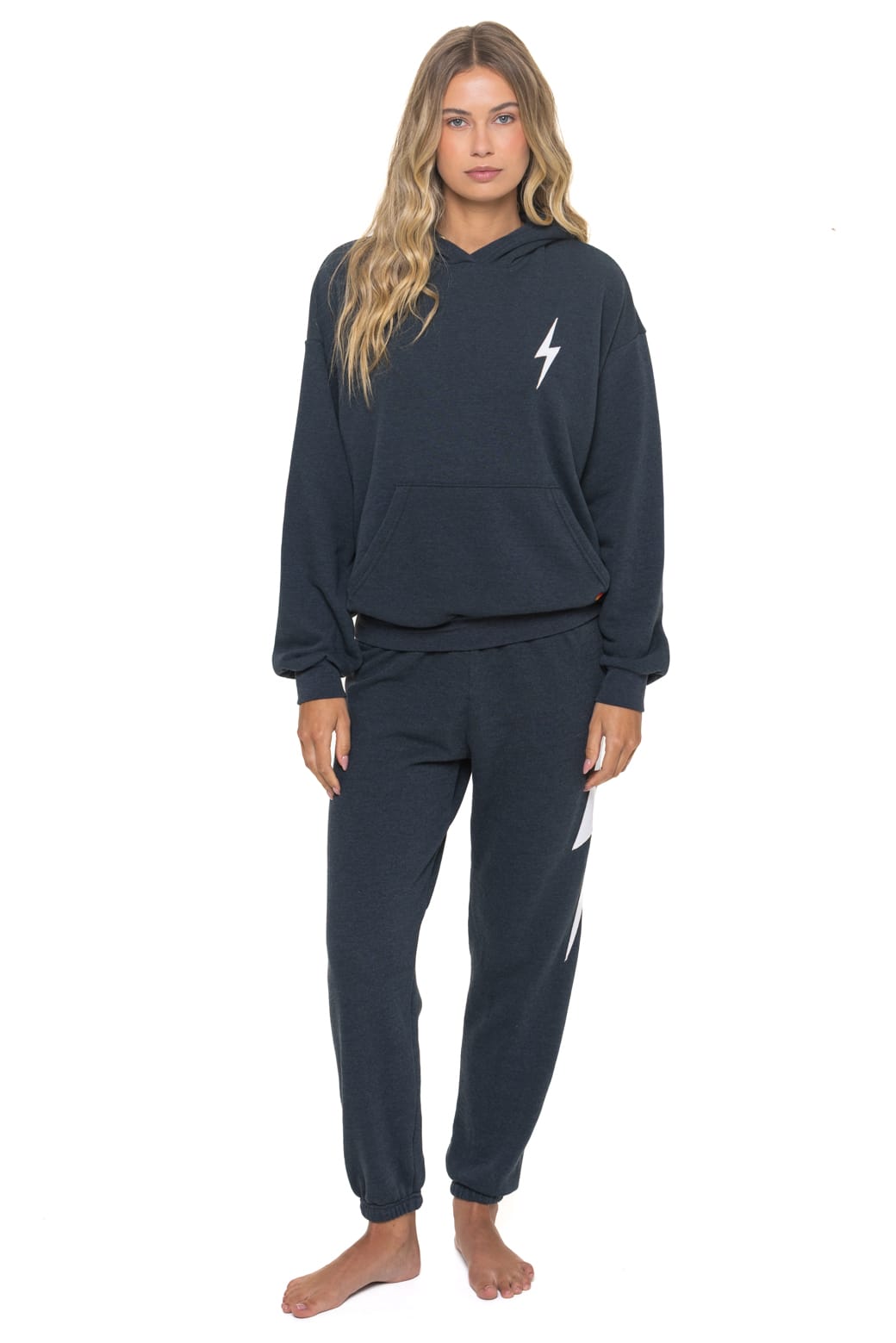 BOLT STITCH RELAXED PULLOVER HOODIE - CHARCOAL