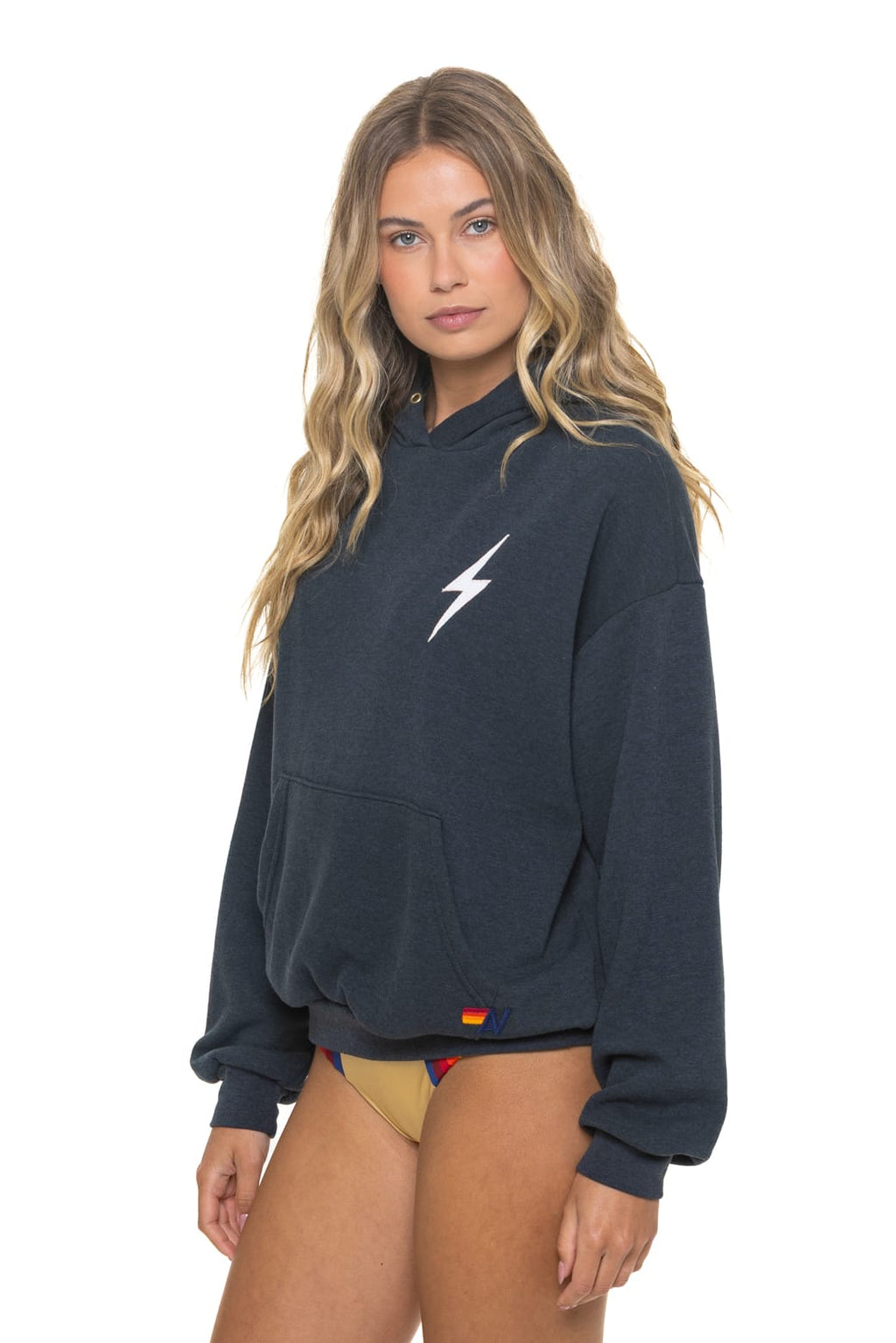 BOLT STITCH RELAXED PULLOVER HOODIE - CHARCOAL