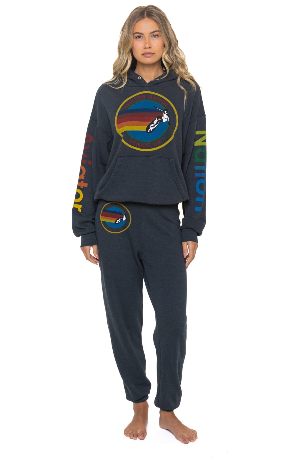 AVIATOR NATION RELAXED VENICE PULLOVER HOODIE - CHARCOAL