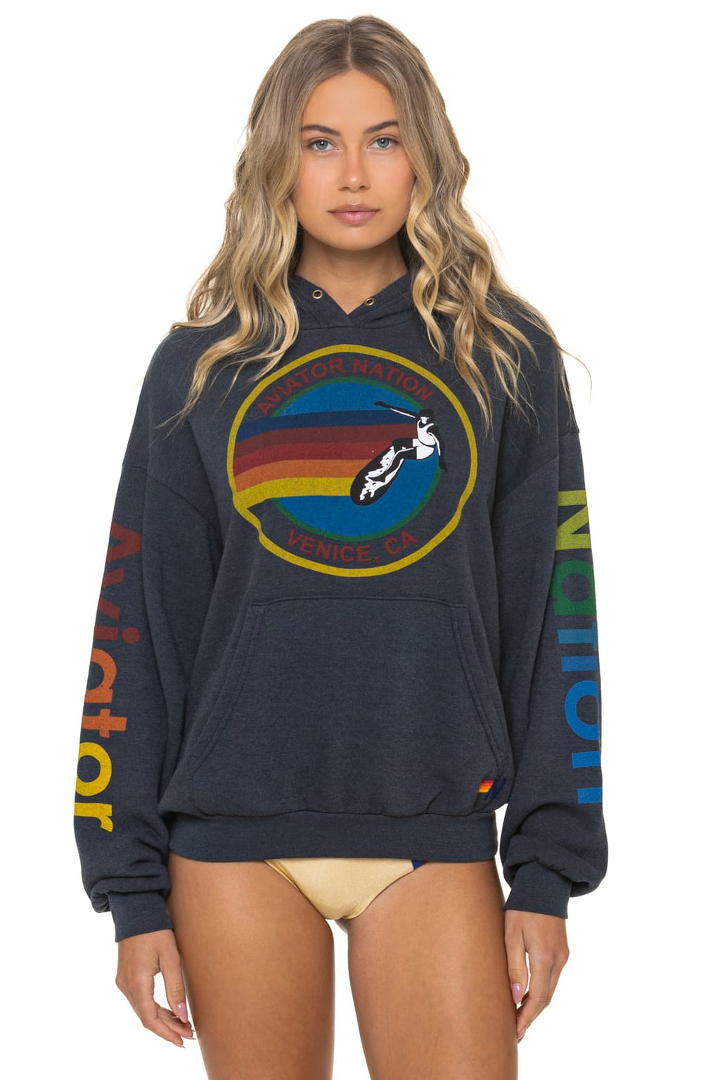 AVIATOR NATION RELAXED VENICE PULLOVER HOODIE - CHARCOAL