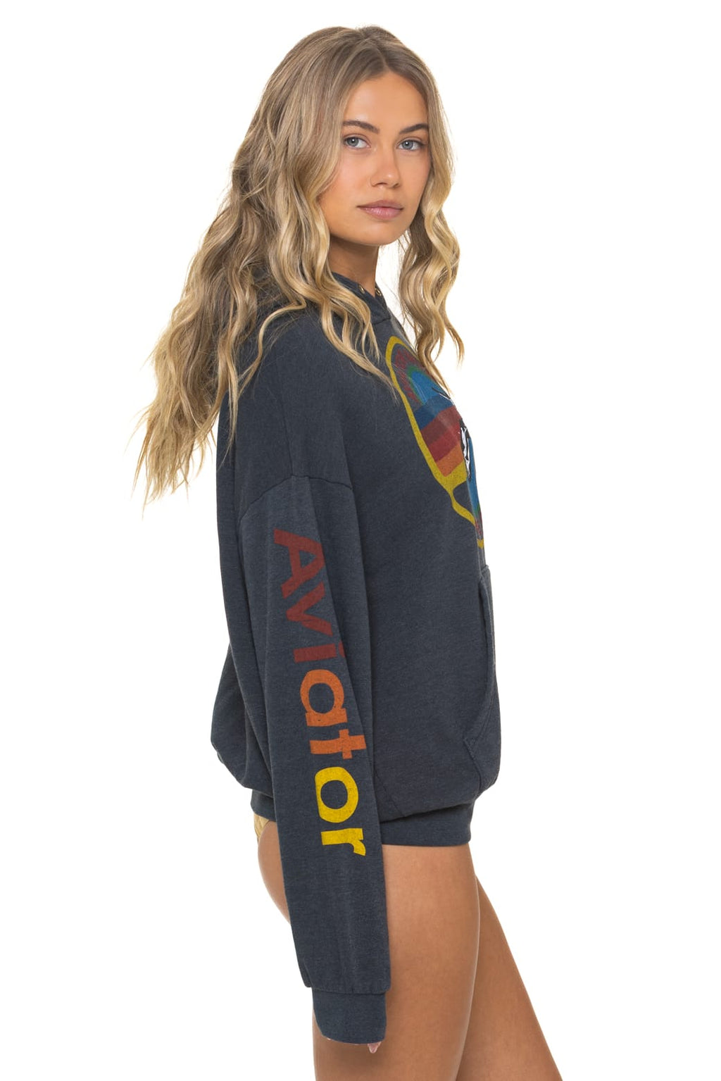 AVIATOR NATION RELAXED VENICE PULLOVER HOODIE - CHARCOAL