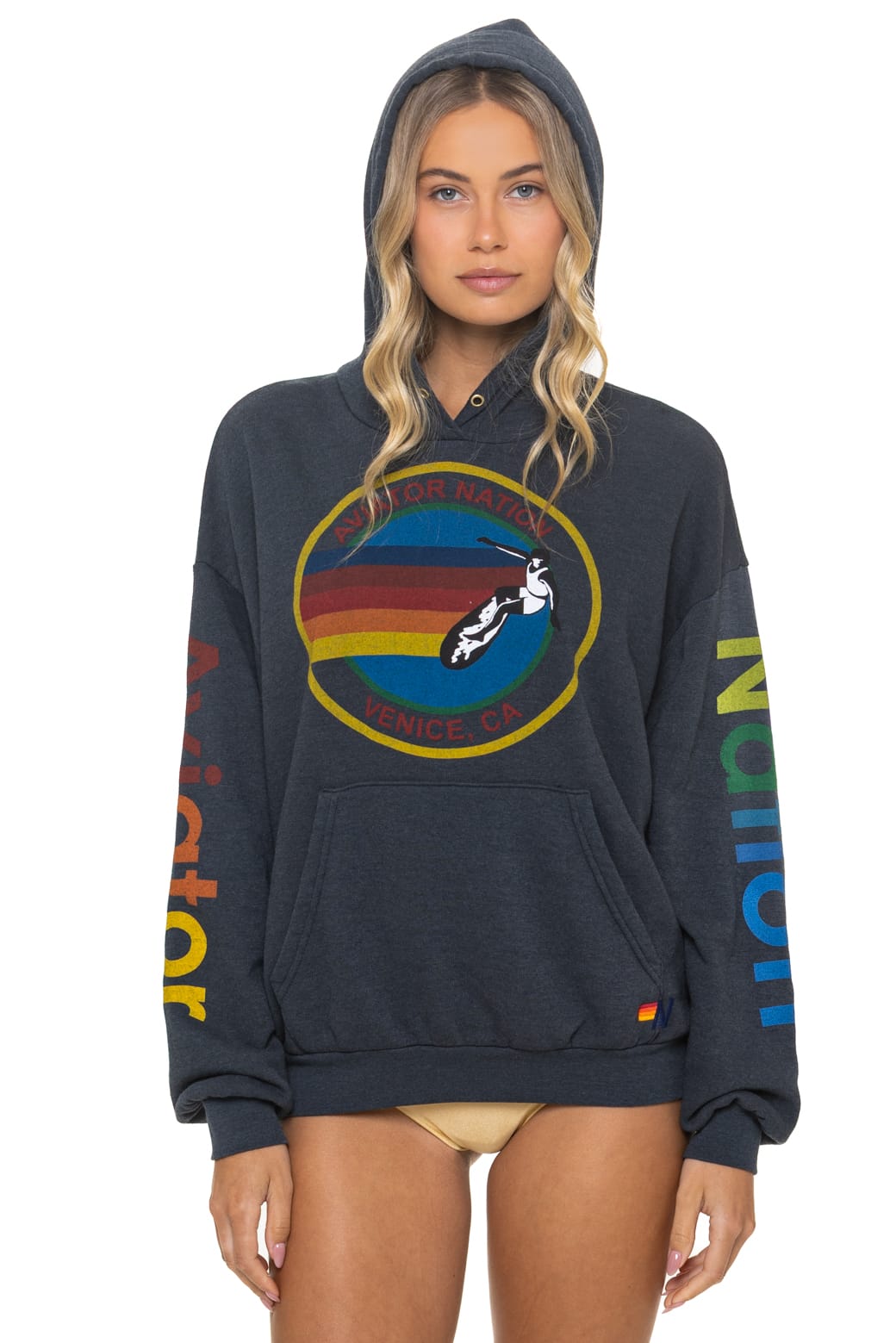 AVIATOR NATION RELAXED VENICE PULLOVER HOODIE - CHARCOAL