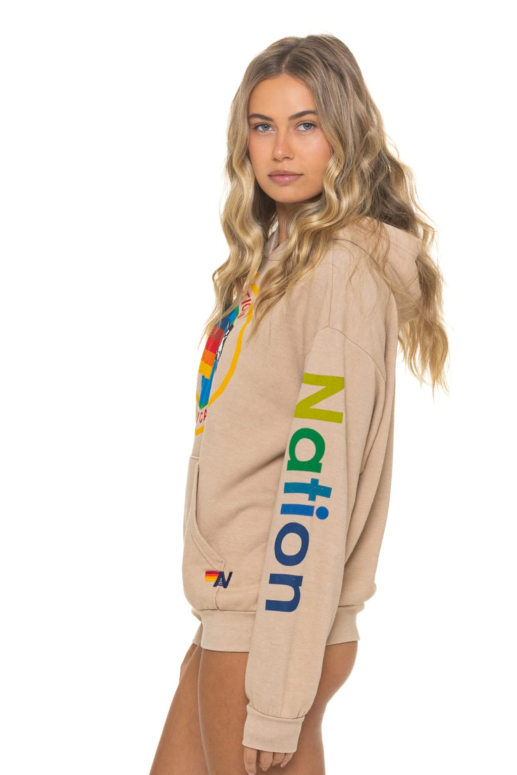AVIATOR NATION RELAXED VENICE PULLOVER HOODIE - SAND