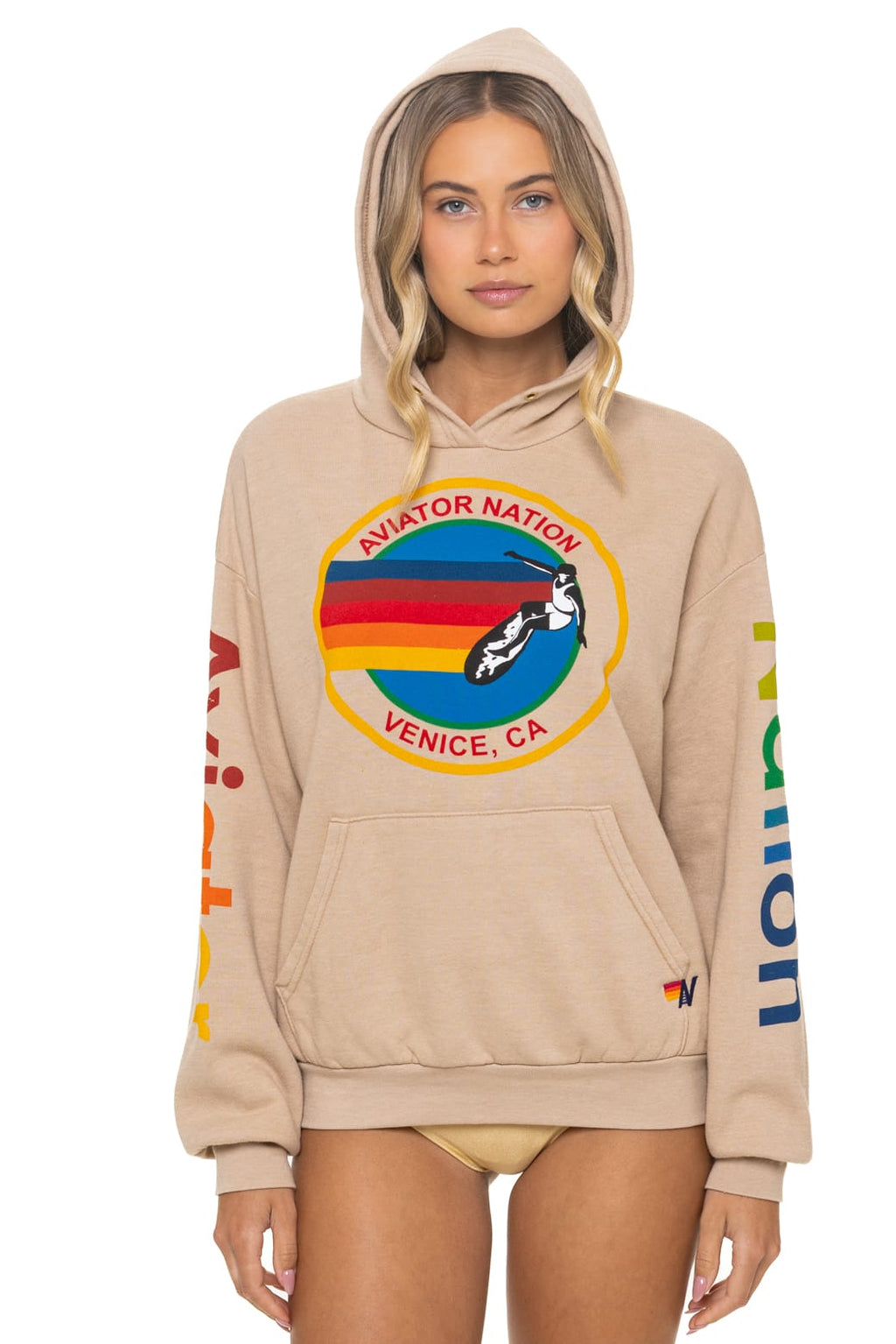 AVIATOR NATION RELAXED VENICE PULLOVER HOODIE - SAND