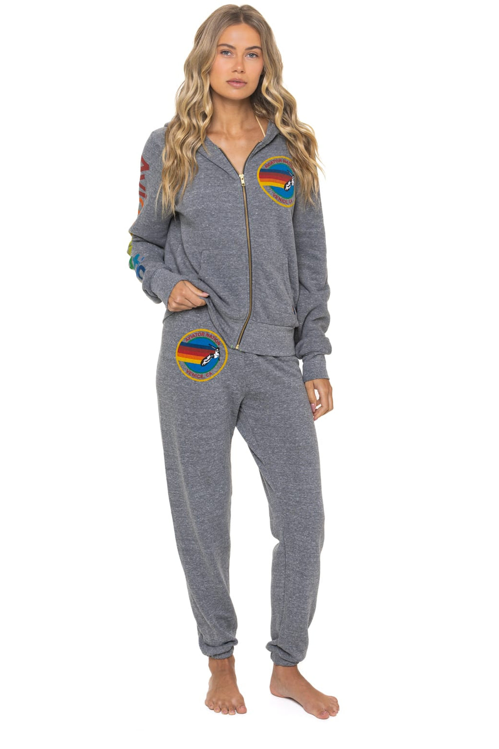 AVIATOR NATION VENICE HOODIE - HEATHER GREY