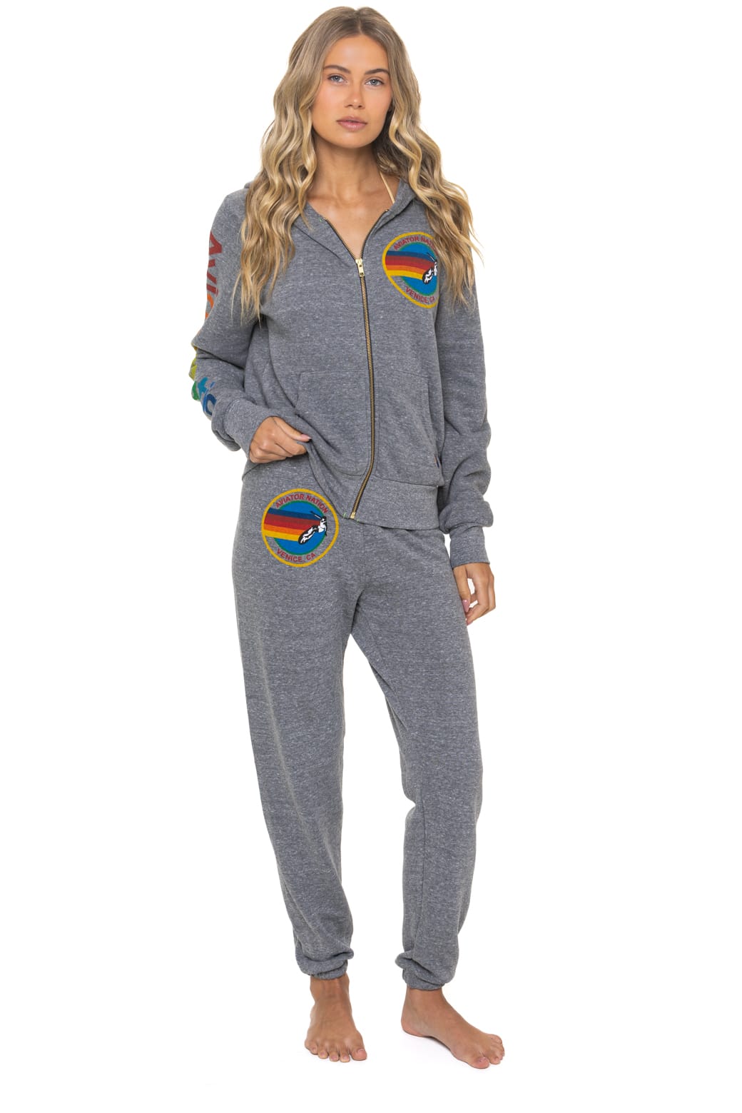 AVIATOR NATION VENICE HOODIE - HEATHER GREY