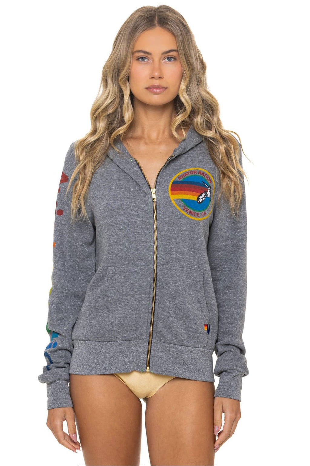 AVIATOR NATION VENICE HOODIE - HEATHER GREY