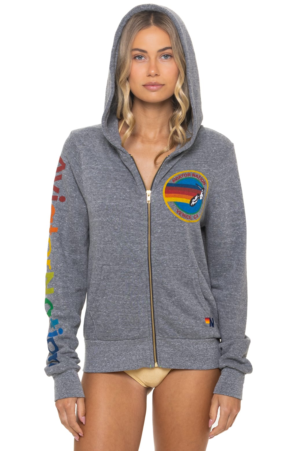 AVIATOR NATION VENICE HOODIE - HEATHER GREY