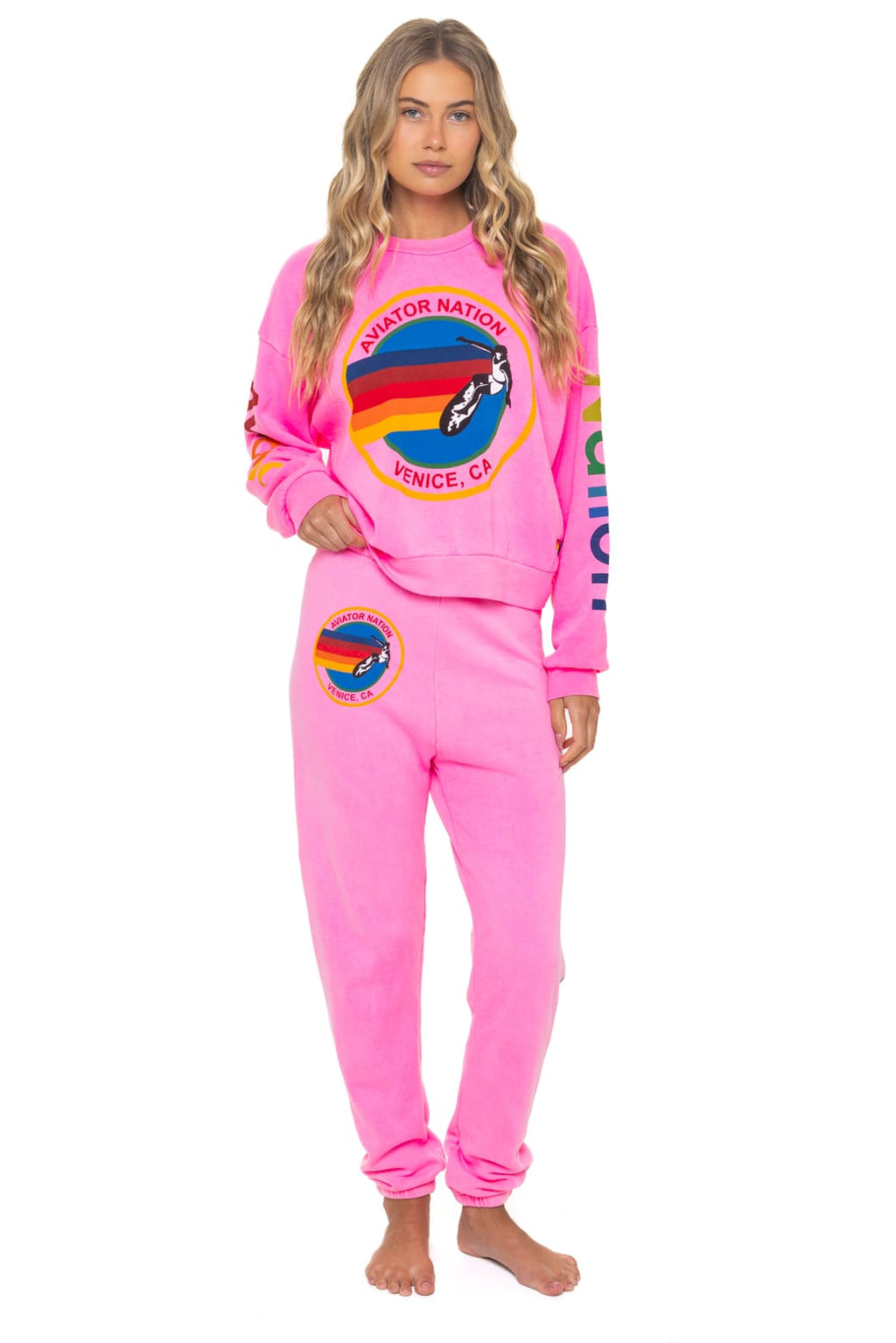 AVIATOR NATION VENICE SWEATPANTS - NEON PINK