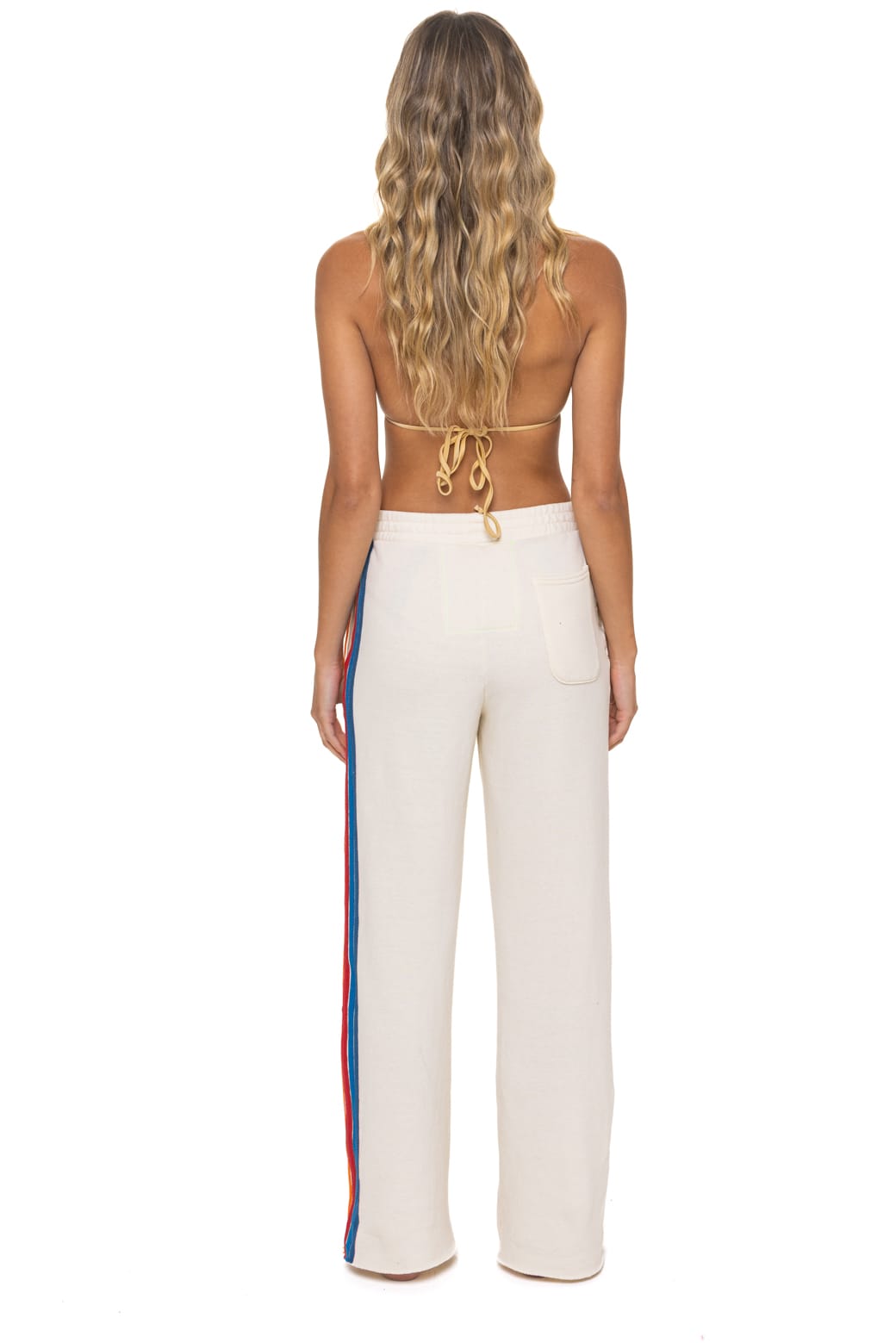 5 STRIPE WIDE LEG POCKET SWEATPANTS - VINTAGE WHITE