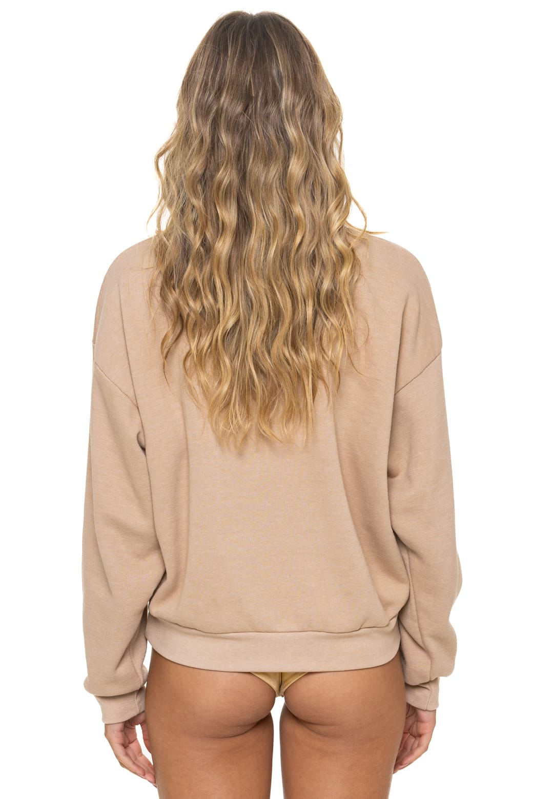 5 STRIPE RELAXED CREW SWEATSHIRT - SAND