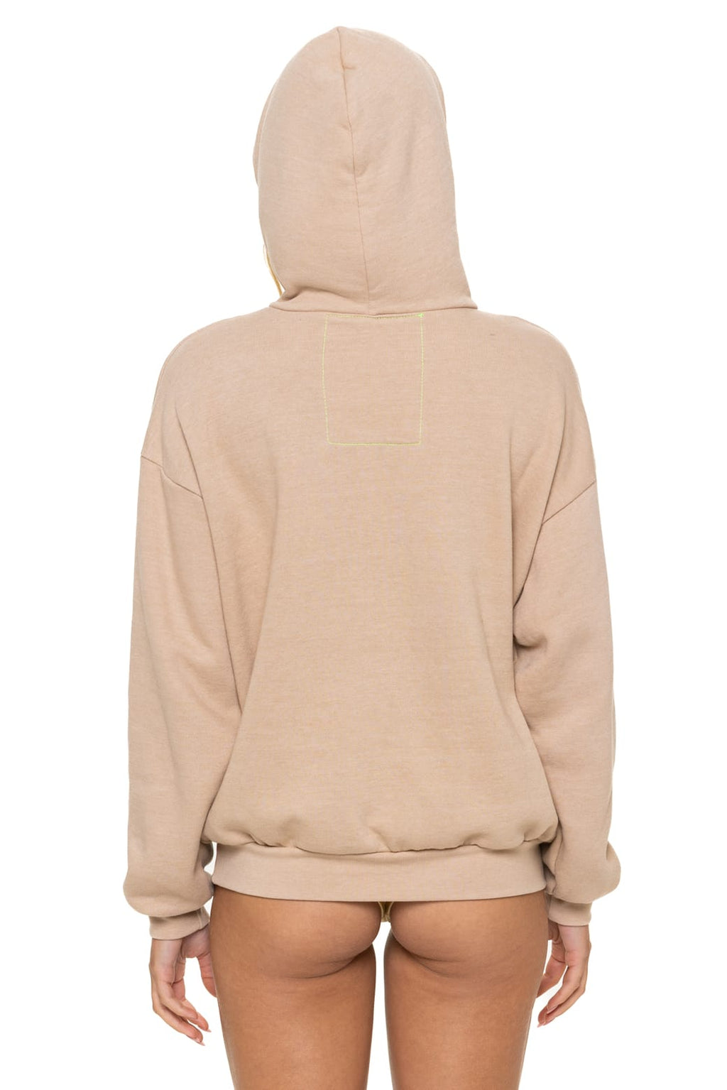 5 STRIPE RELAXED PULLOVER HOODIE - SAND