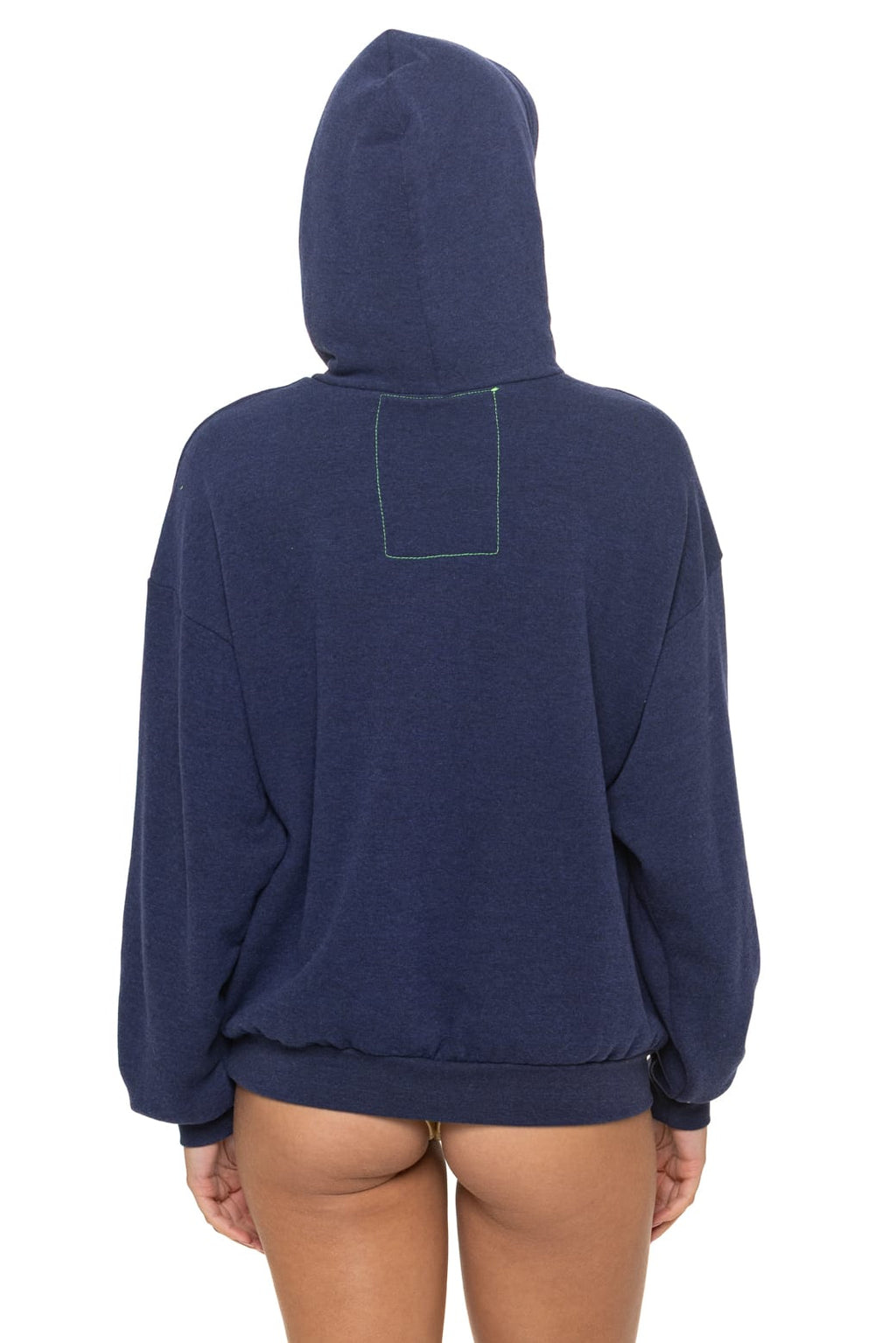 5 STRIPE RELAXED PULLOVER HOODIE - NAVY