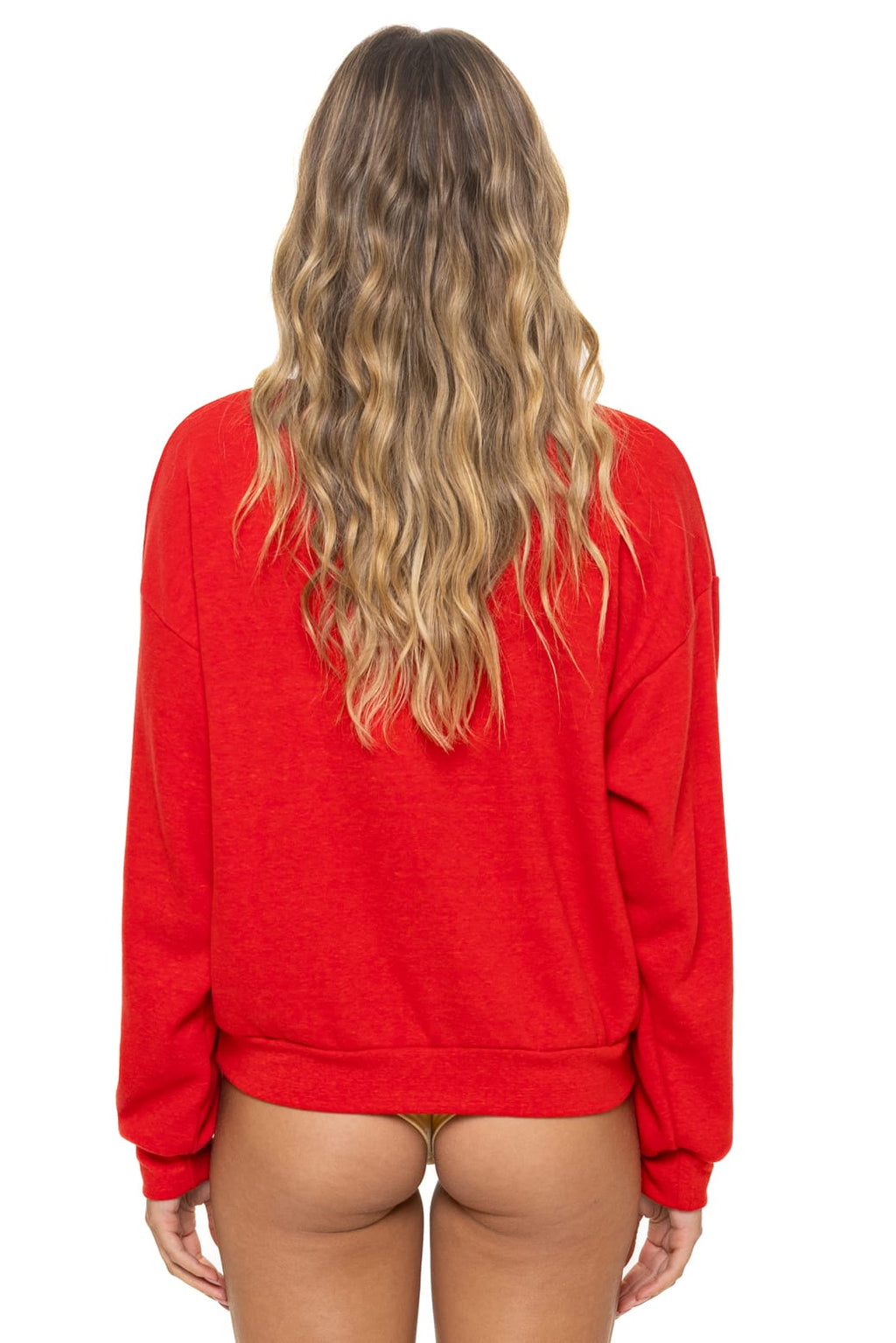 5 STRIPE RELAXED CREW SWEATSHIRT - RED