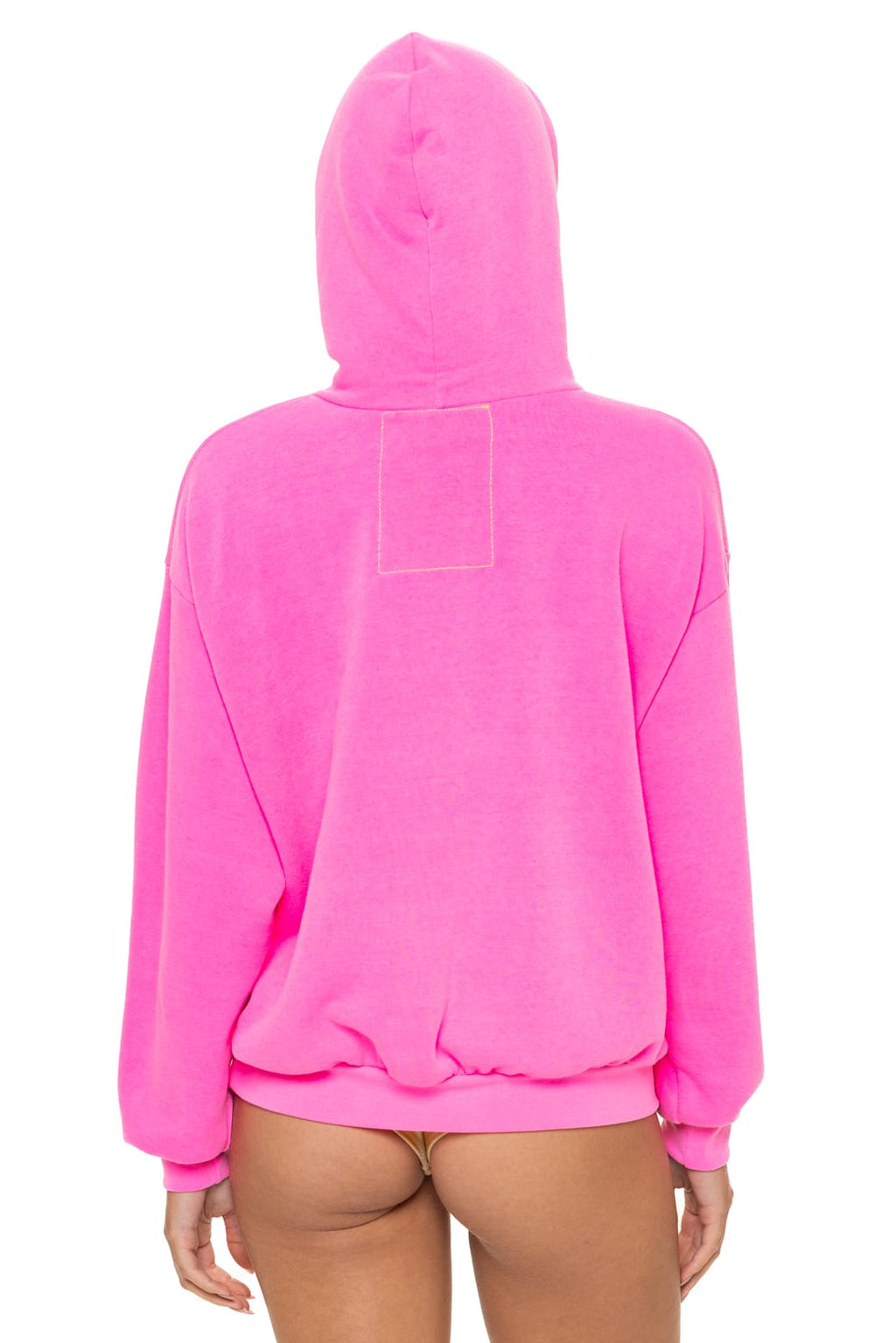 5 STRIPE RELAXED PULLOVER HOODIE - NEON PINK