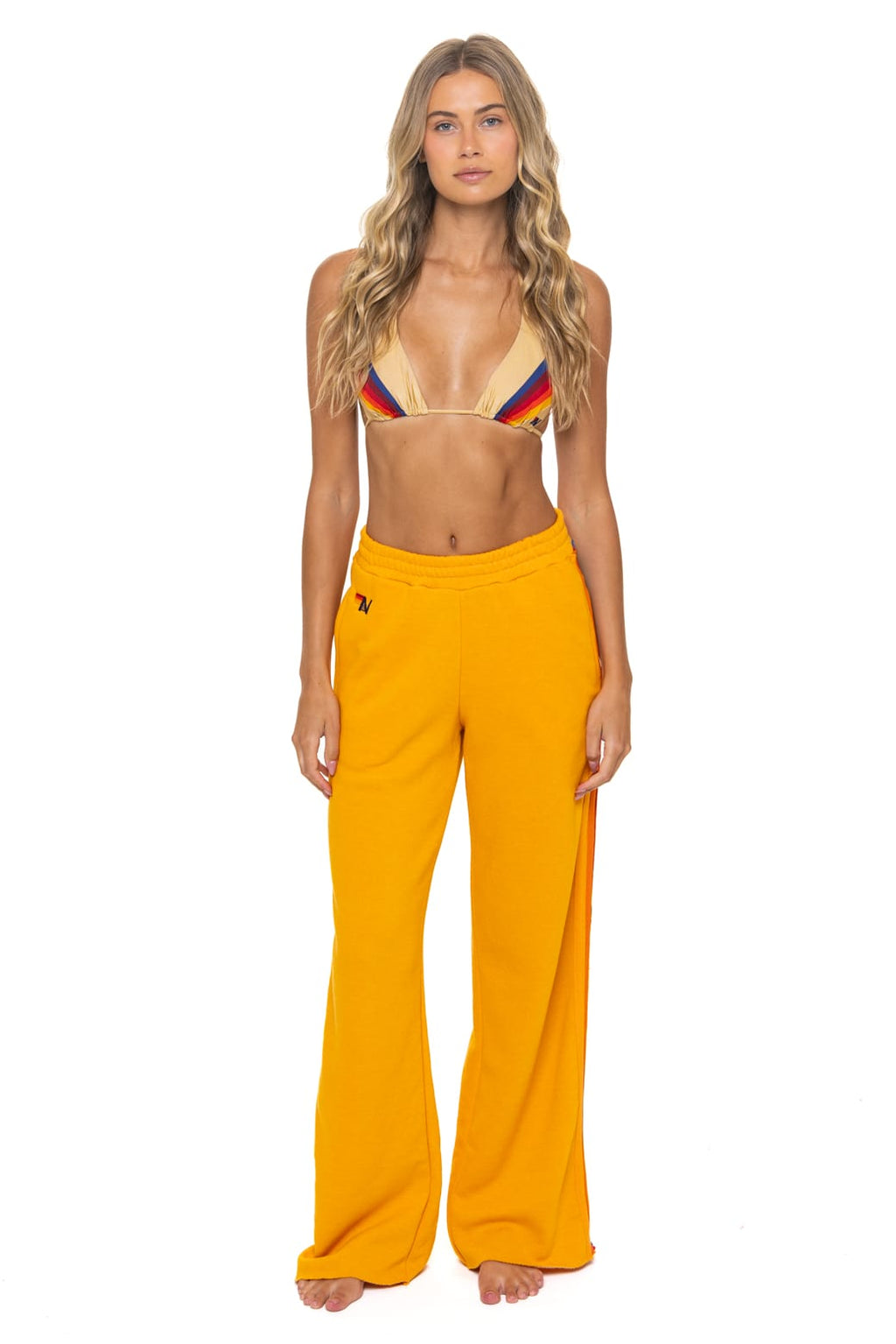 5 STRIPE WIDE LEG POCKET SWEATPANTS - VINTAGE GOLD