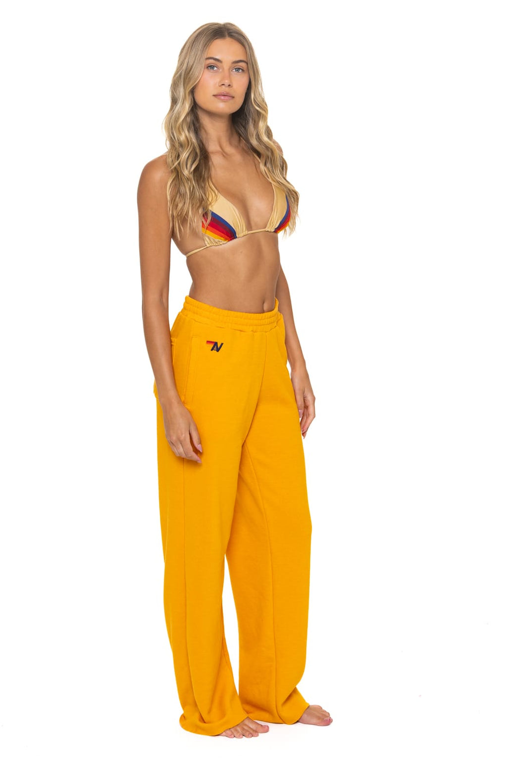 5 STRIPE WIDE LEG POCKET SWEATPANTS - VINTAGE GOLD