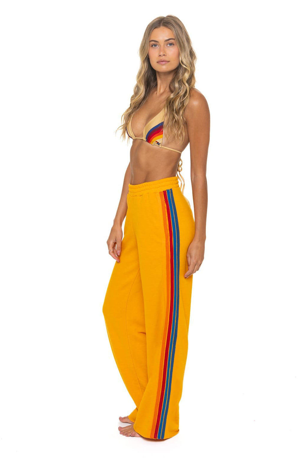 5 STRIPE WIDE LEG POCKET SWEATPANTS - VINTAGE GOLD