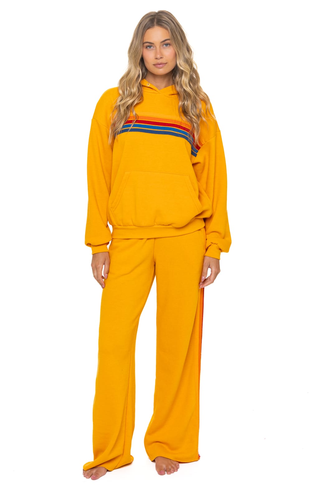 5 STRIPE WIDE LEG POCKET SWEATPANTS - VINTAGE GOLD