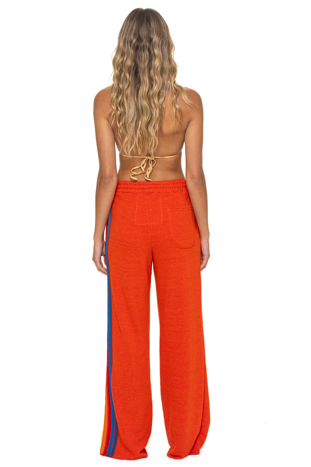 5 STRIPE WIDE LEG POCKET SWEATPANTS - VINTAGE ORANGE