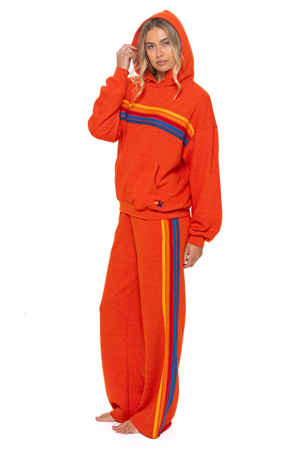 5 STRIPE WIDE LEG POCKET SWEATPANTS - VINTAGE ORANGE