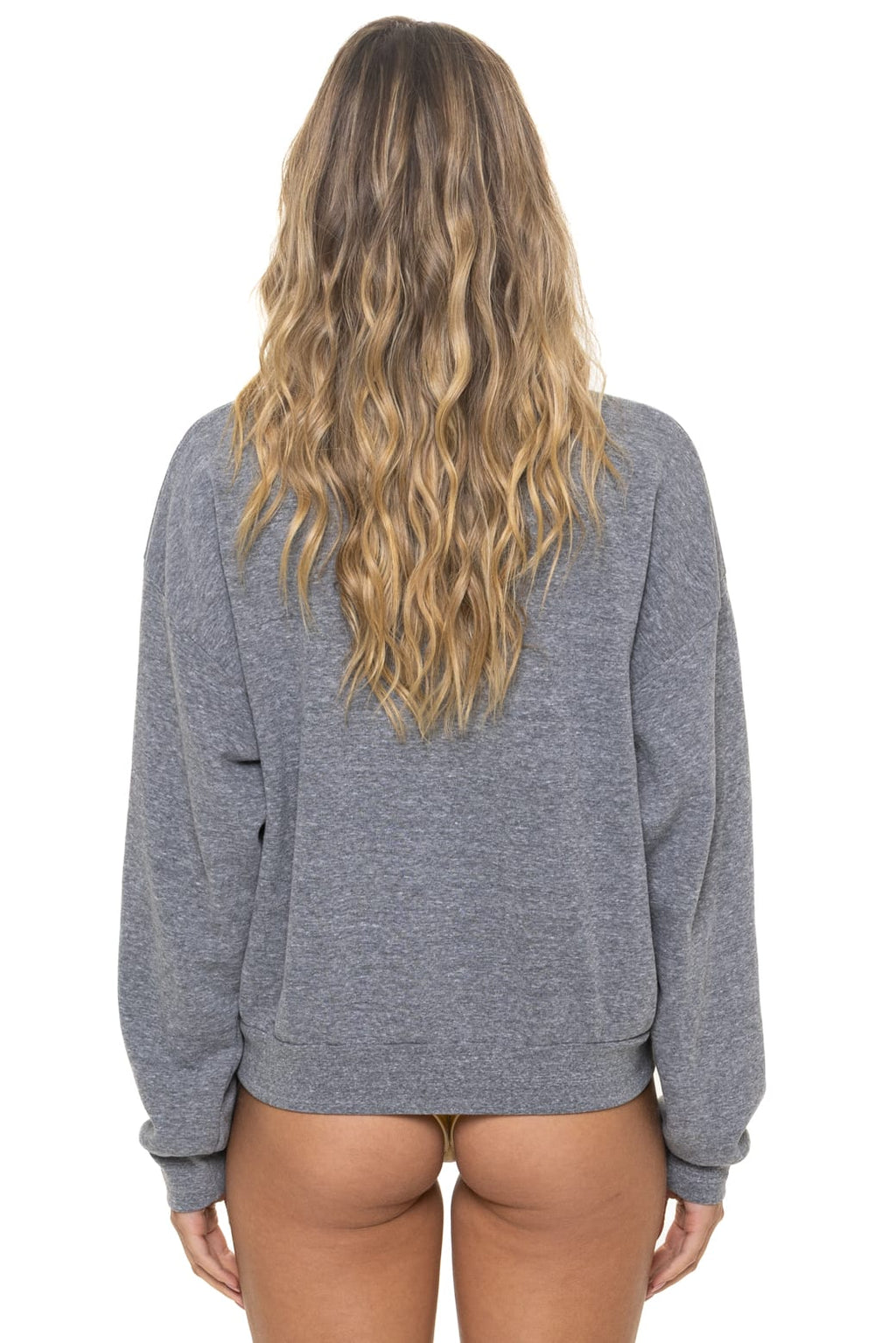 5 STRIPE RELAXED CREW SWEATSHIRT - HEATHER GREY