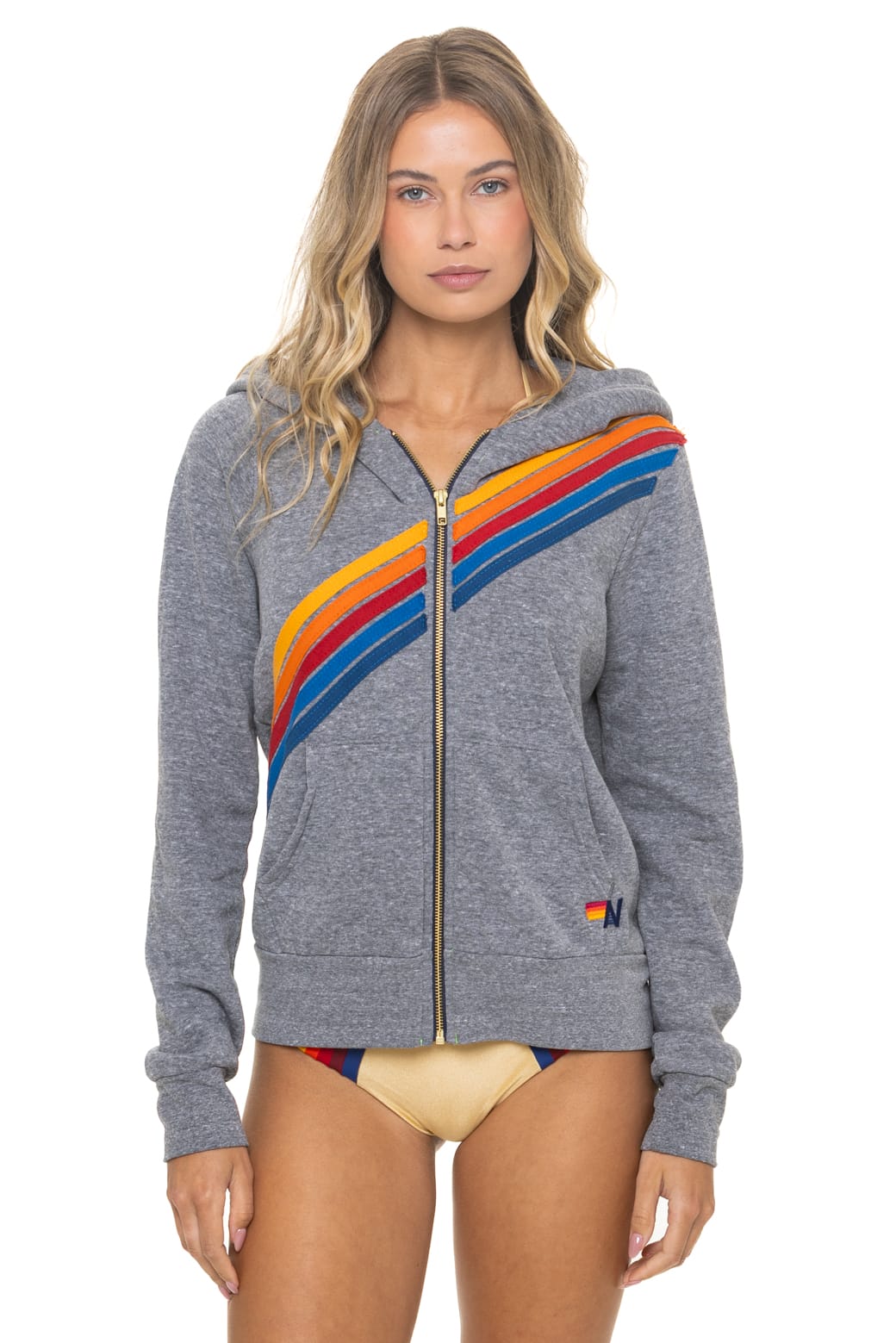 DISCO ZIP HOODIE - HEATHER GREY