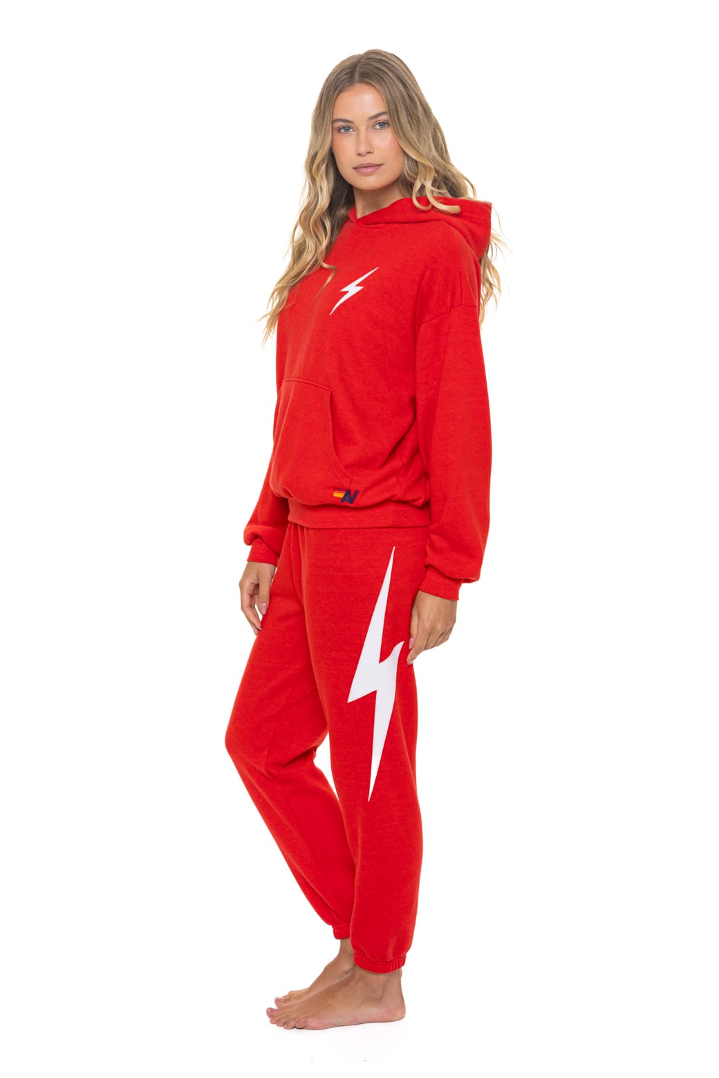 BOLT STITCH RELAXED PULLOVER HOODIE - RED // WHITE