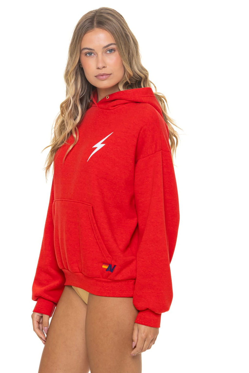 BOLT STITCH RELAXED PULLOVER HOODIE - RED // WHITE