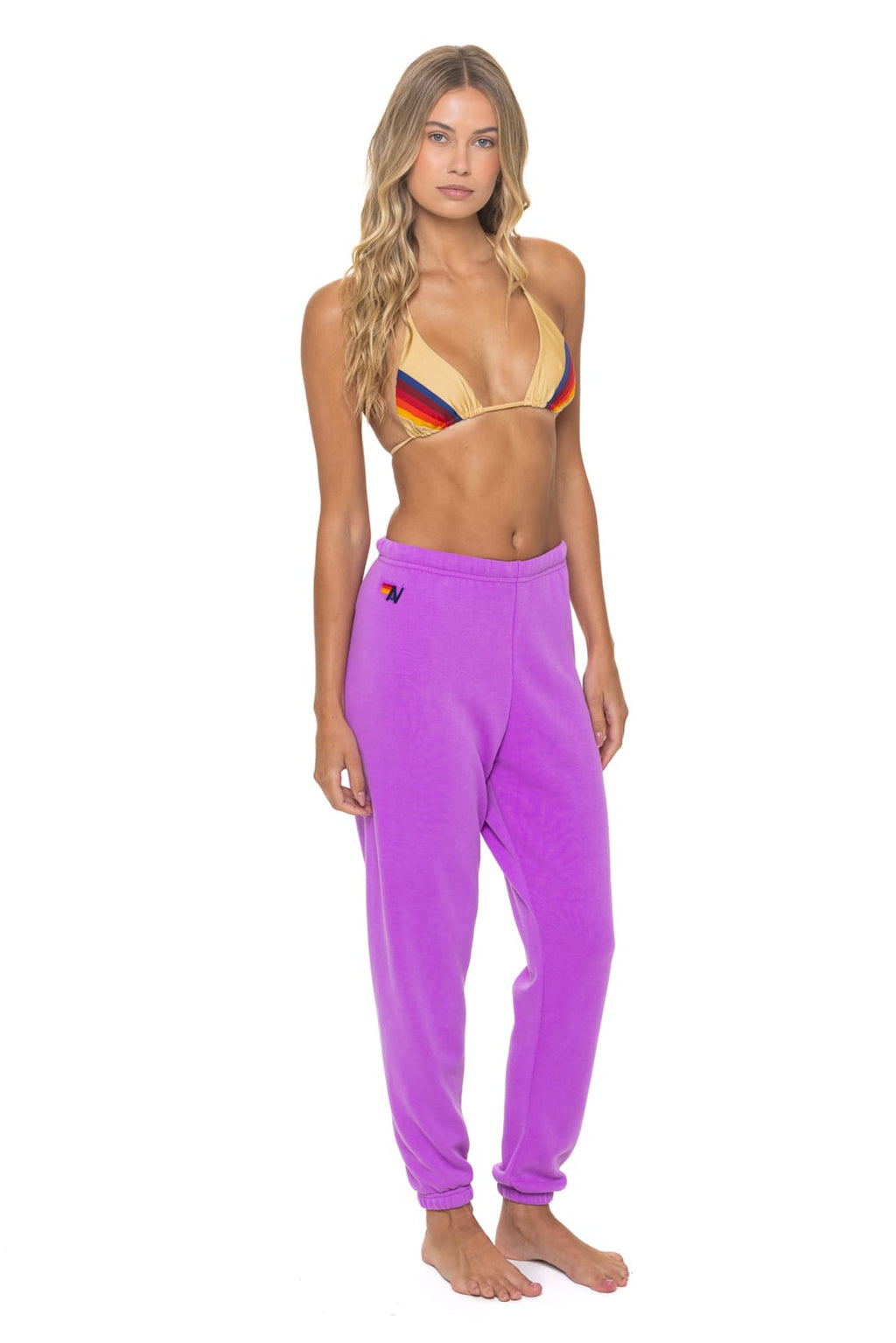 BOLT STITCH SWEATPANTS - NEON PURPLE // NEON PINK