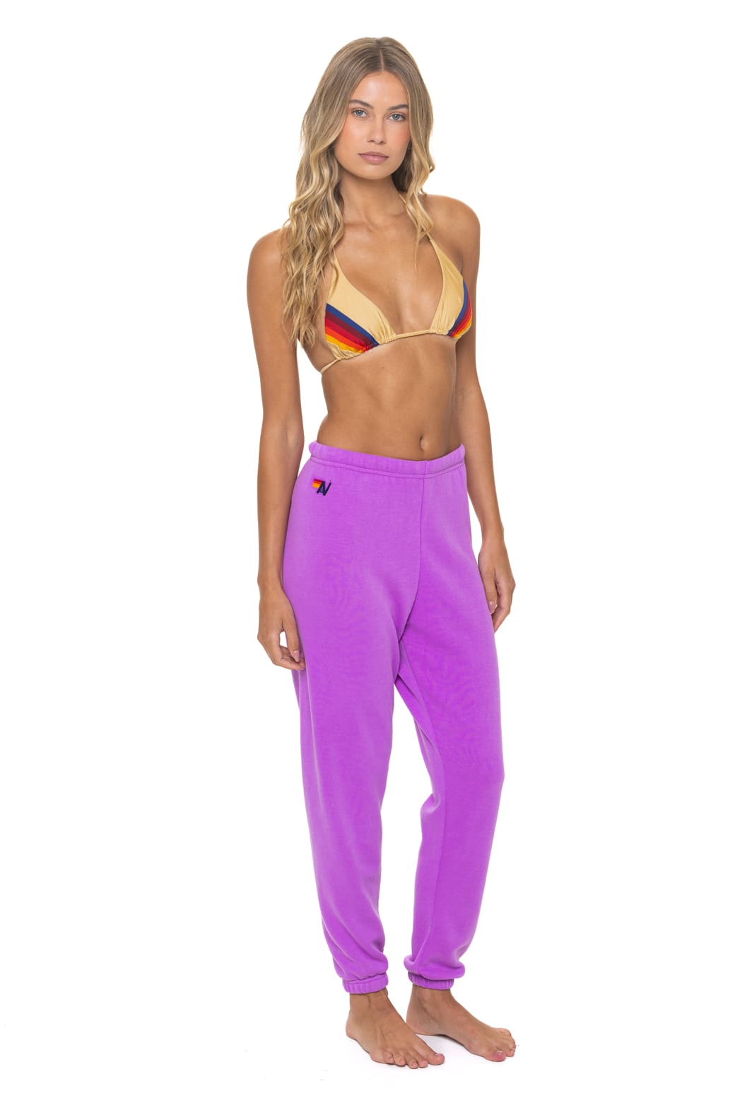 BOLT STITCH SWEATPANTS - NEON PURPLE // NEON PINK