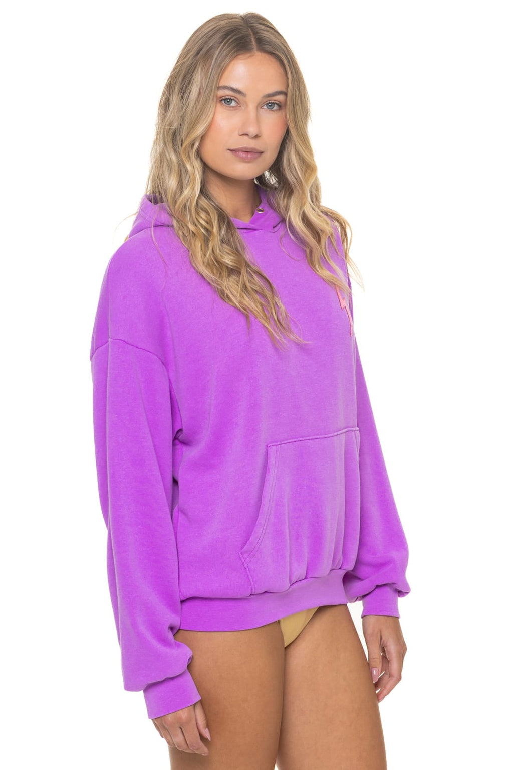 BOLT STITCH RELAXED PULLOVER HOODIE - NEON PURPLE // NEON PINK