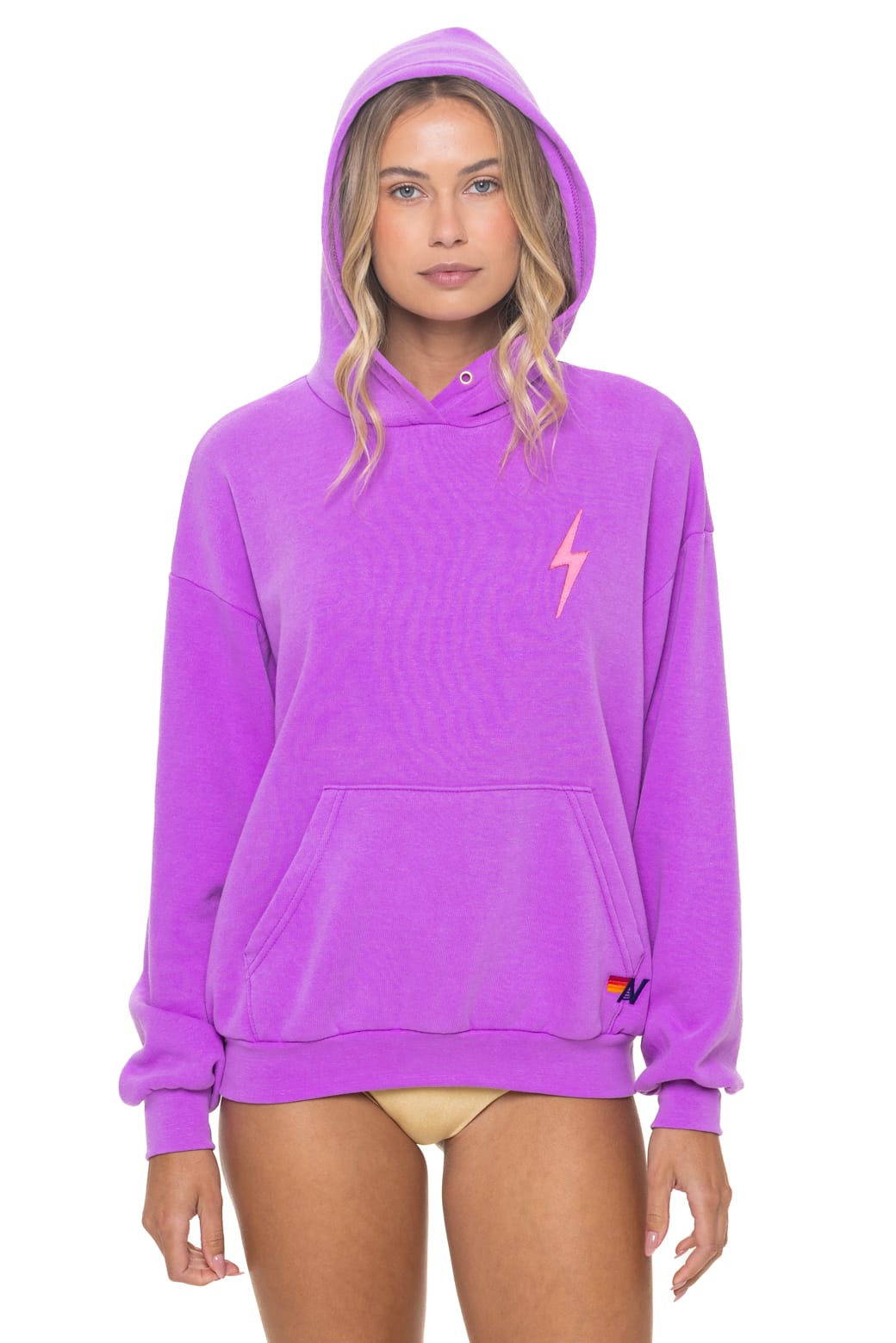 BOLT STITCH RELAXED PULLOVER HOODIE - NEON PURPLE // NEON PINK