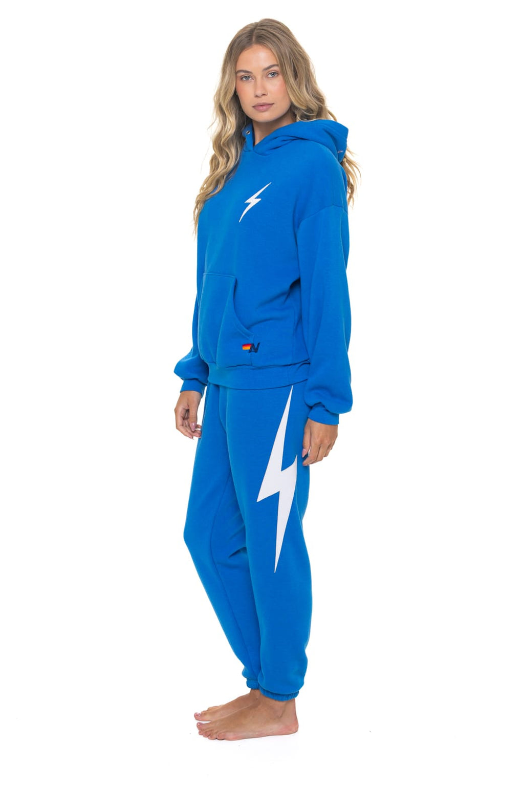 BOLT STITCH RELAXED PULLOVER HOODIE - OCEAN // WHITE