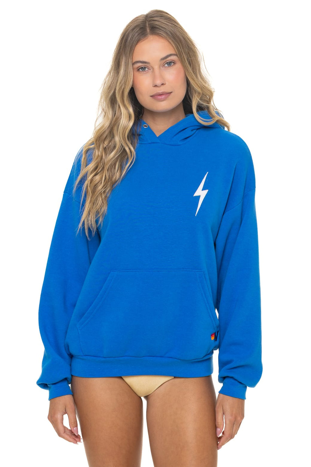 BOLT STITCH RELAXED PULLOVER HOODIE - OCEAN // WHITE