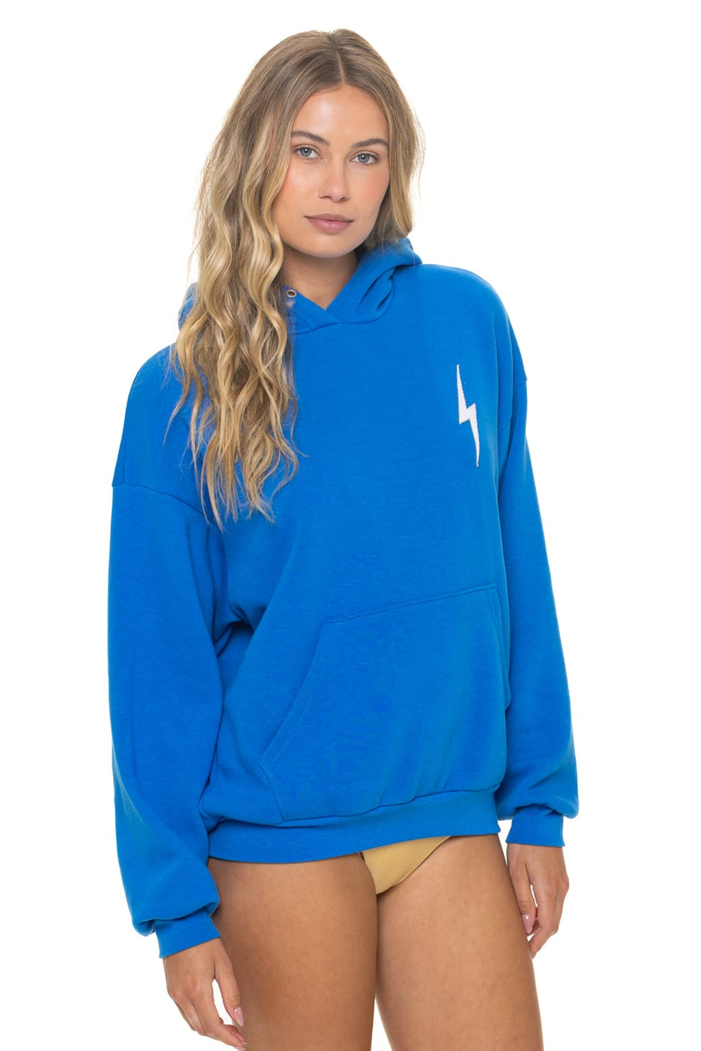 BOLT STITCH RELAXED PULLOVER HOODIE - OCEAN // WHITE