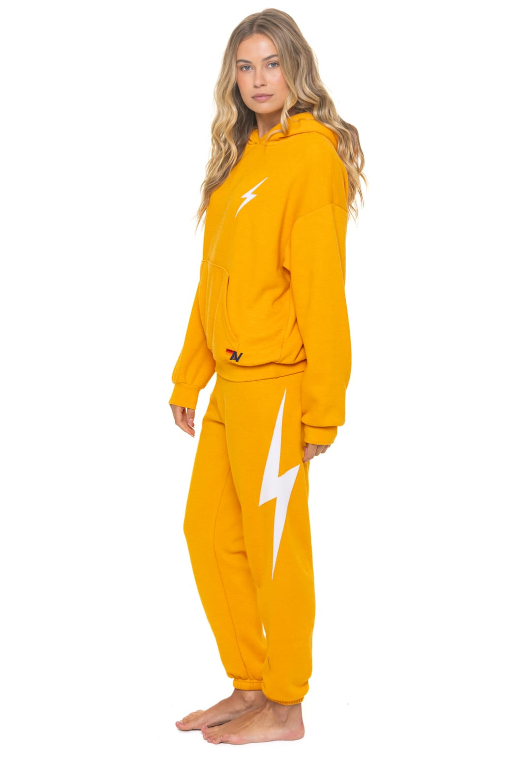 BOLT STITCH RELAXED PULLOVER HOODIE - VINTAGE GOLD // WHITE