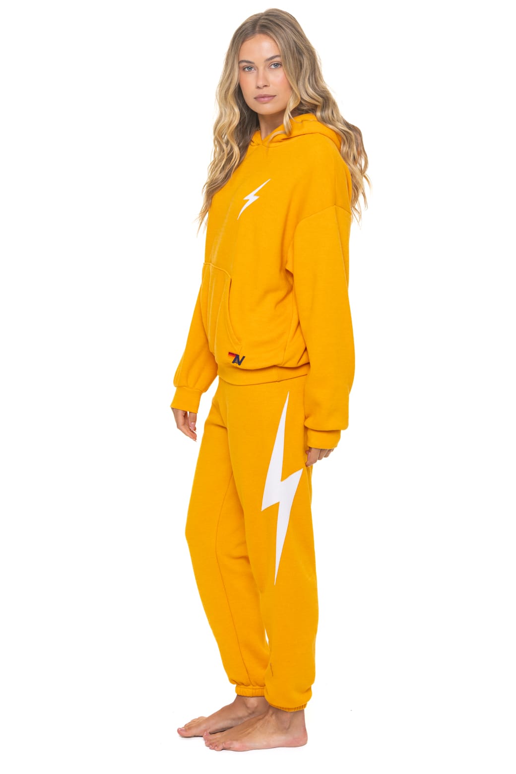 BOLT STITCH RELAXED PULLOVER HOODIE - VINTAGE GOLD // WHITE
