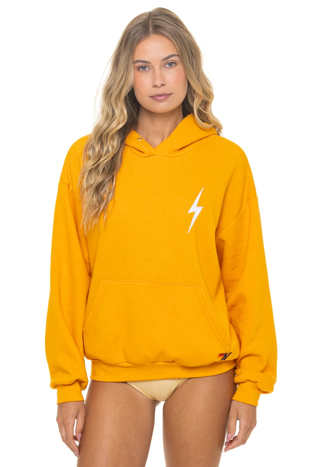 BOLT STITCH RELAXED PULLOVER HOODIE - VINTAGE GOLD // WHITE