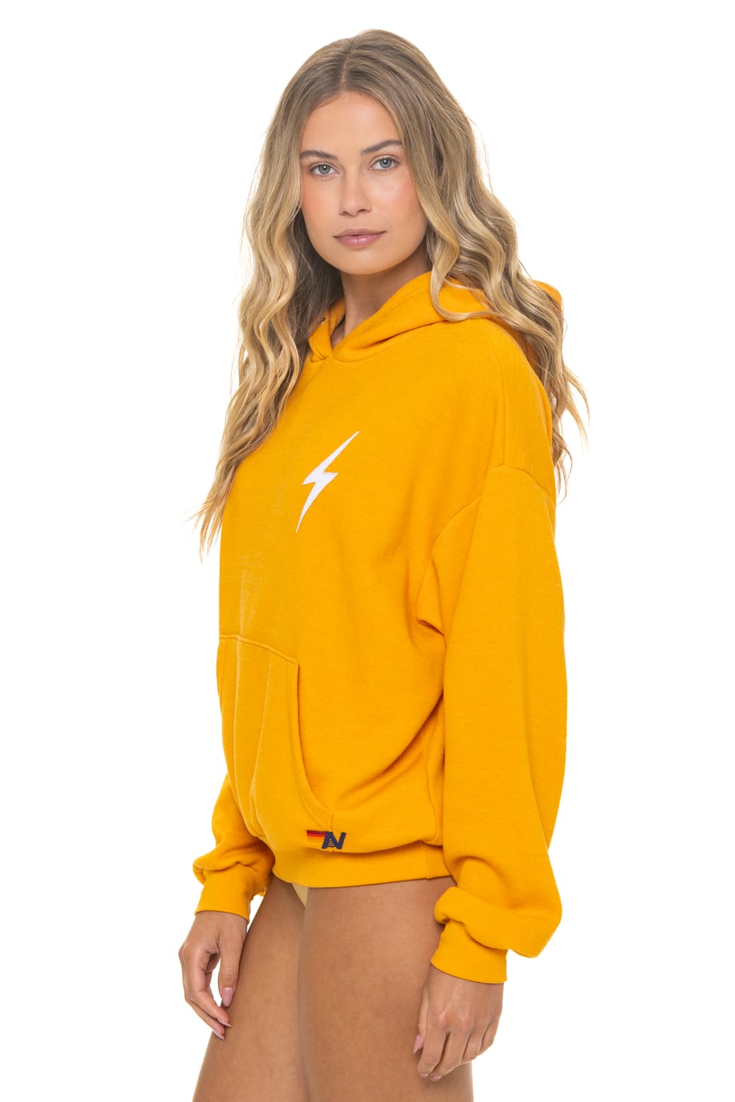 BOLT STITCH RELAXED PULLOVER HOODIE - VINTAGE GOLD // WHITE