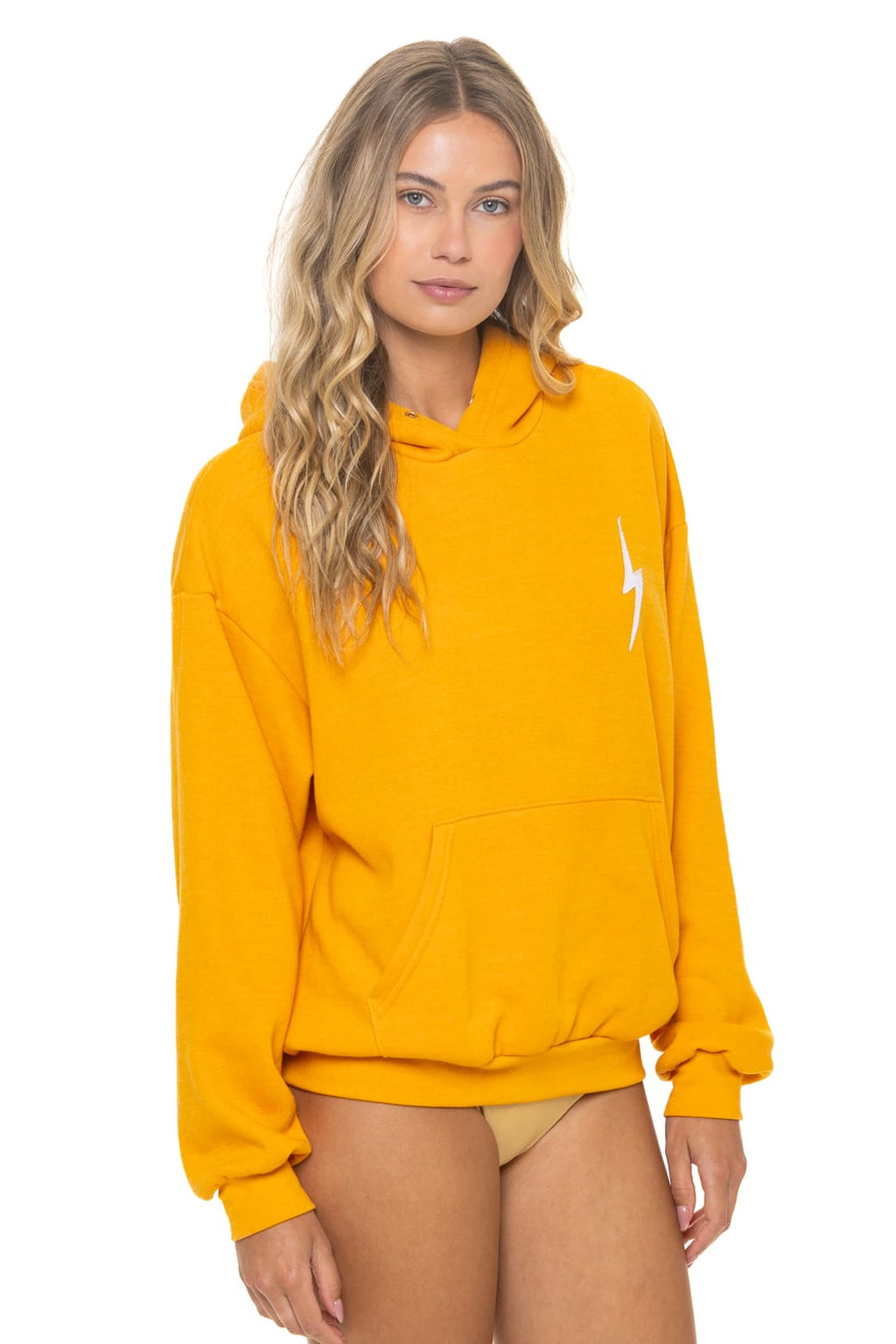 BOLT STITCH RELAXED PULLOVER HOODIE - VINTAGE GOLD // WHITE