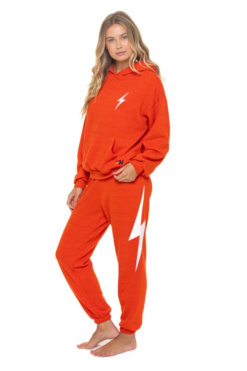 BOLT STITCH RELAXED PULLOVER HOODIE - VINTAGE ORANGE // WHITE