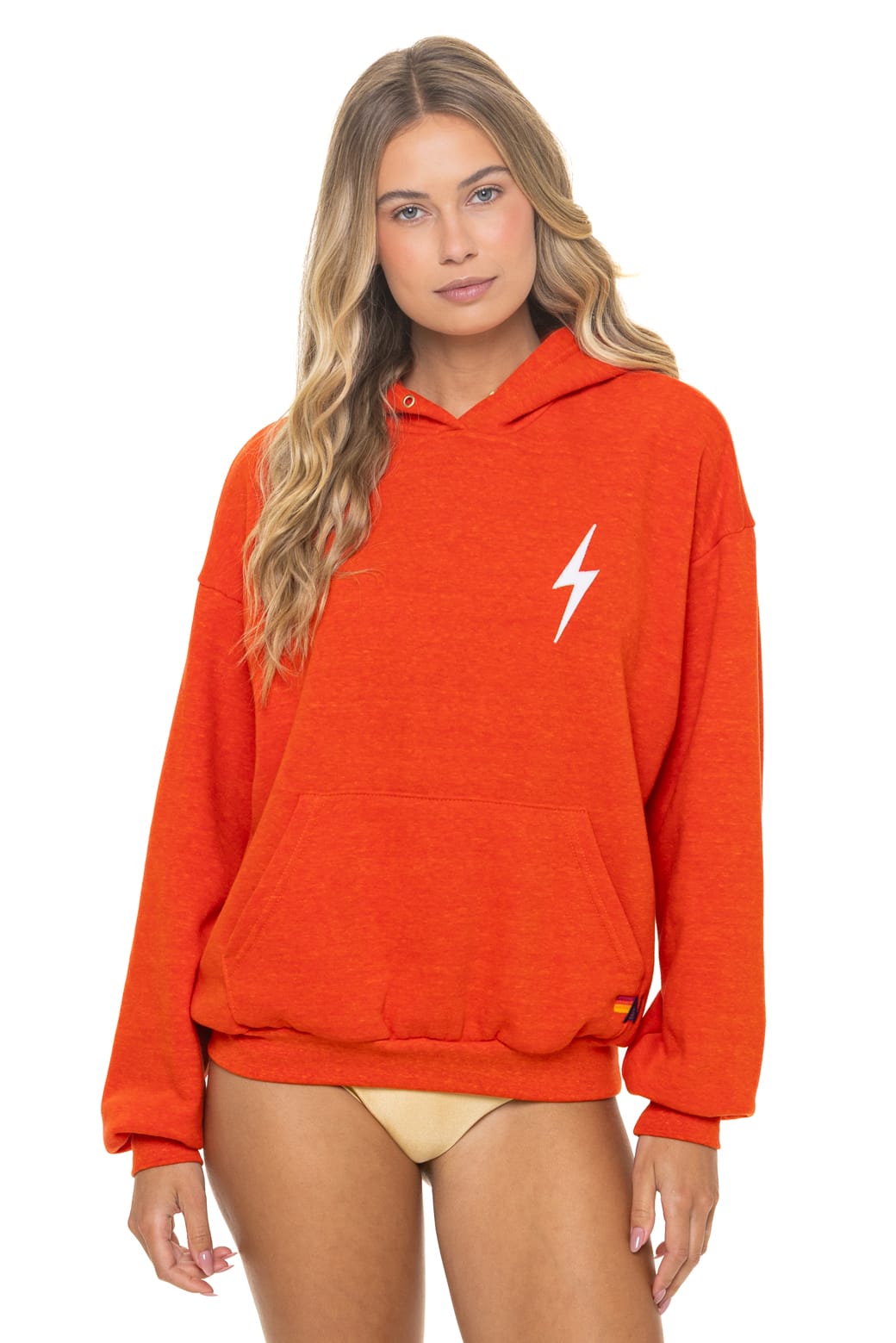 BOLT STITCH RELAXED PULLOVER HOODIE - VINTAGE ORANGE // WHITE