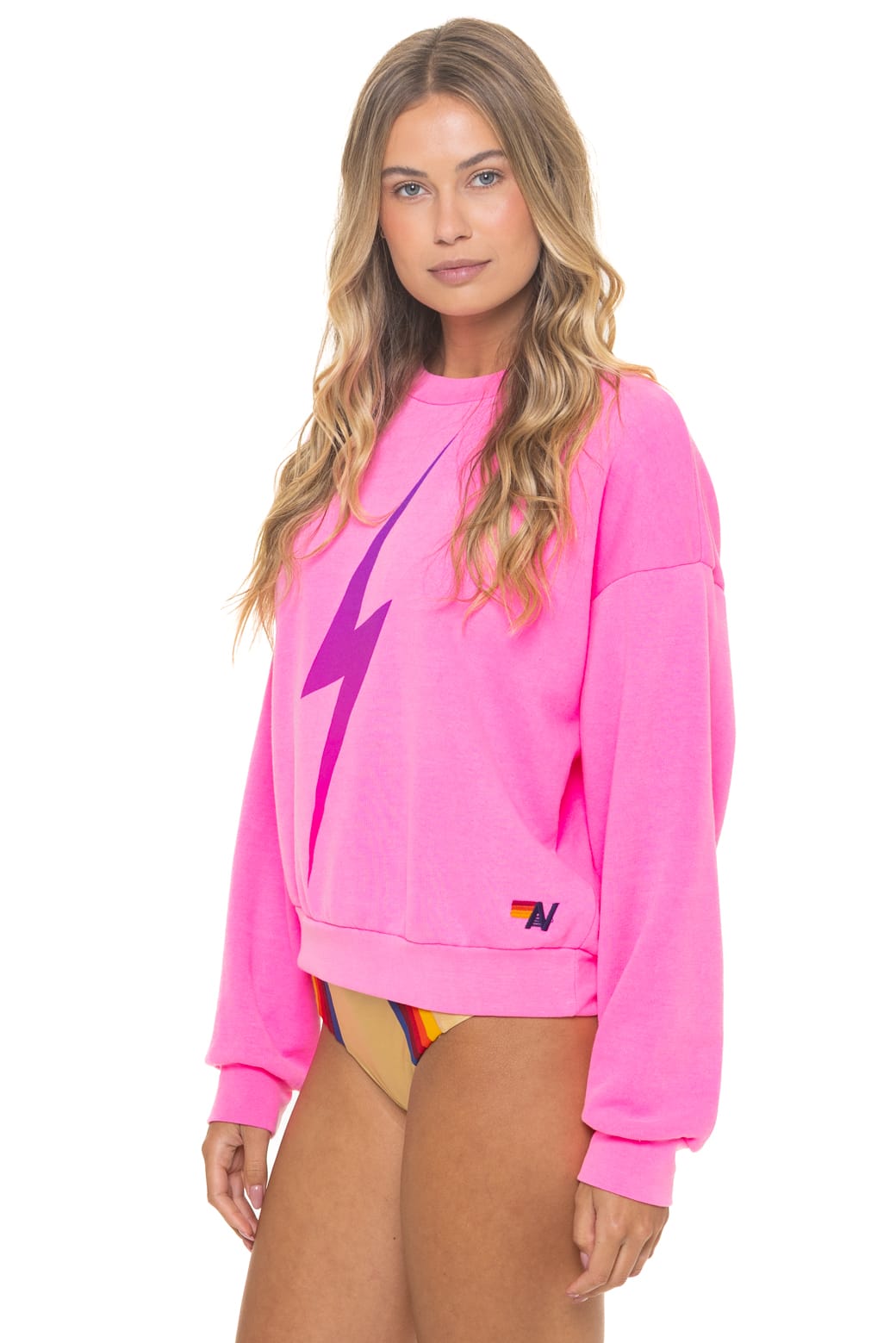 BOLT FADE RELAXED CREW SWEATSHIRT - NEON PINK // PINK // PURPLE