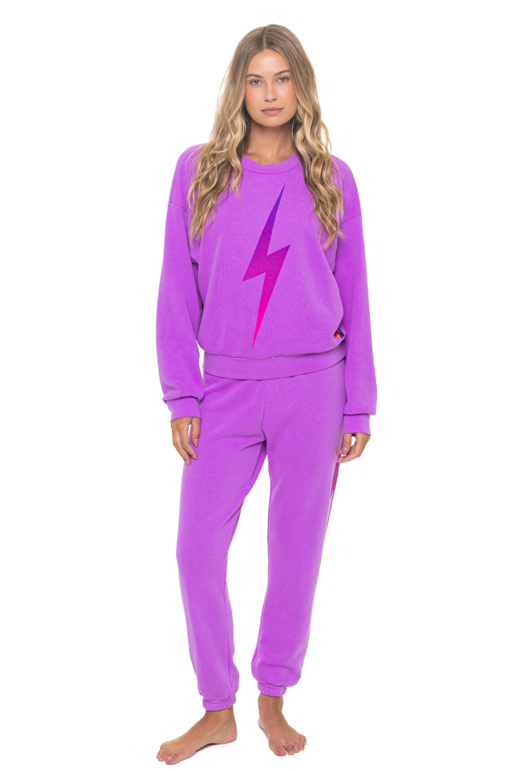 BOLT FADE RELAXED CREW SWEATSHIRT - NEON PURPLE // PINK // PURPLE