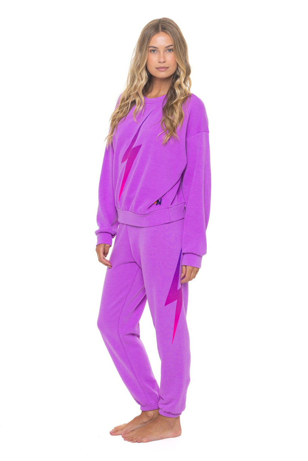 BOLT FADE RELAXED CREW SWEATSHIRT - NEON PURPLE // PINK // PURPLE