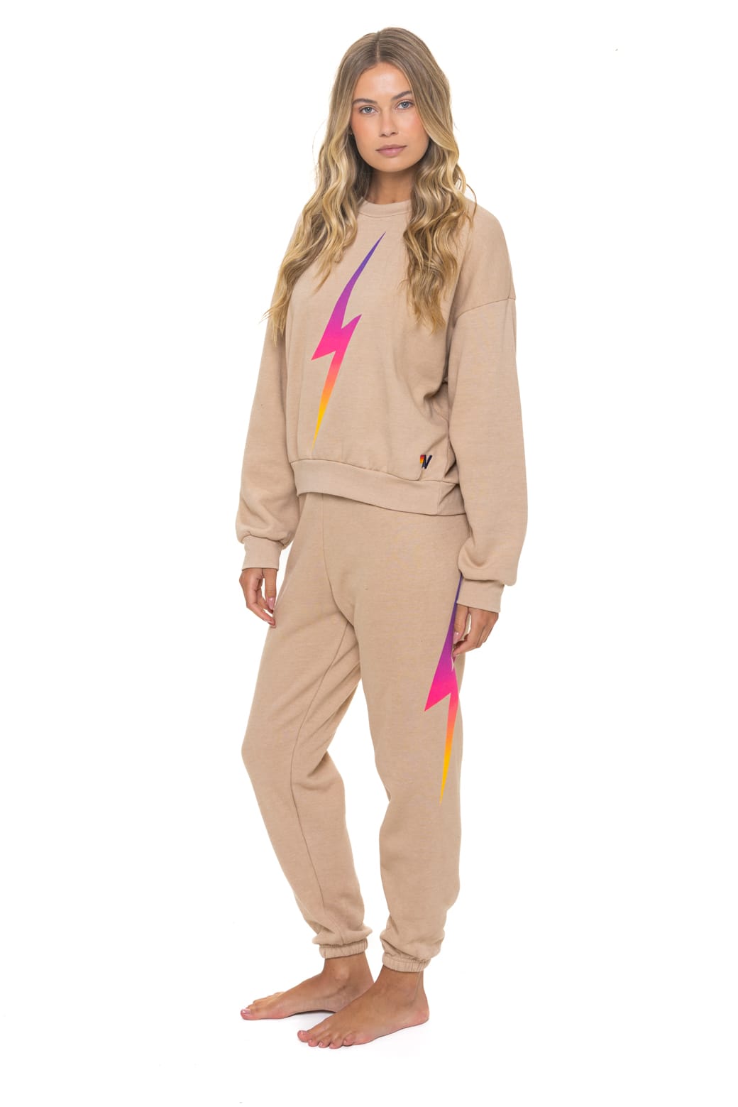 BOLT FADE RELAXED CREW SWEATSHIRT - SAND // PINK // PURPLE