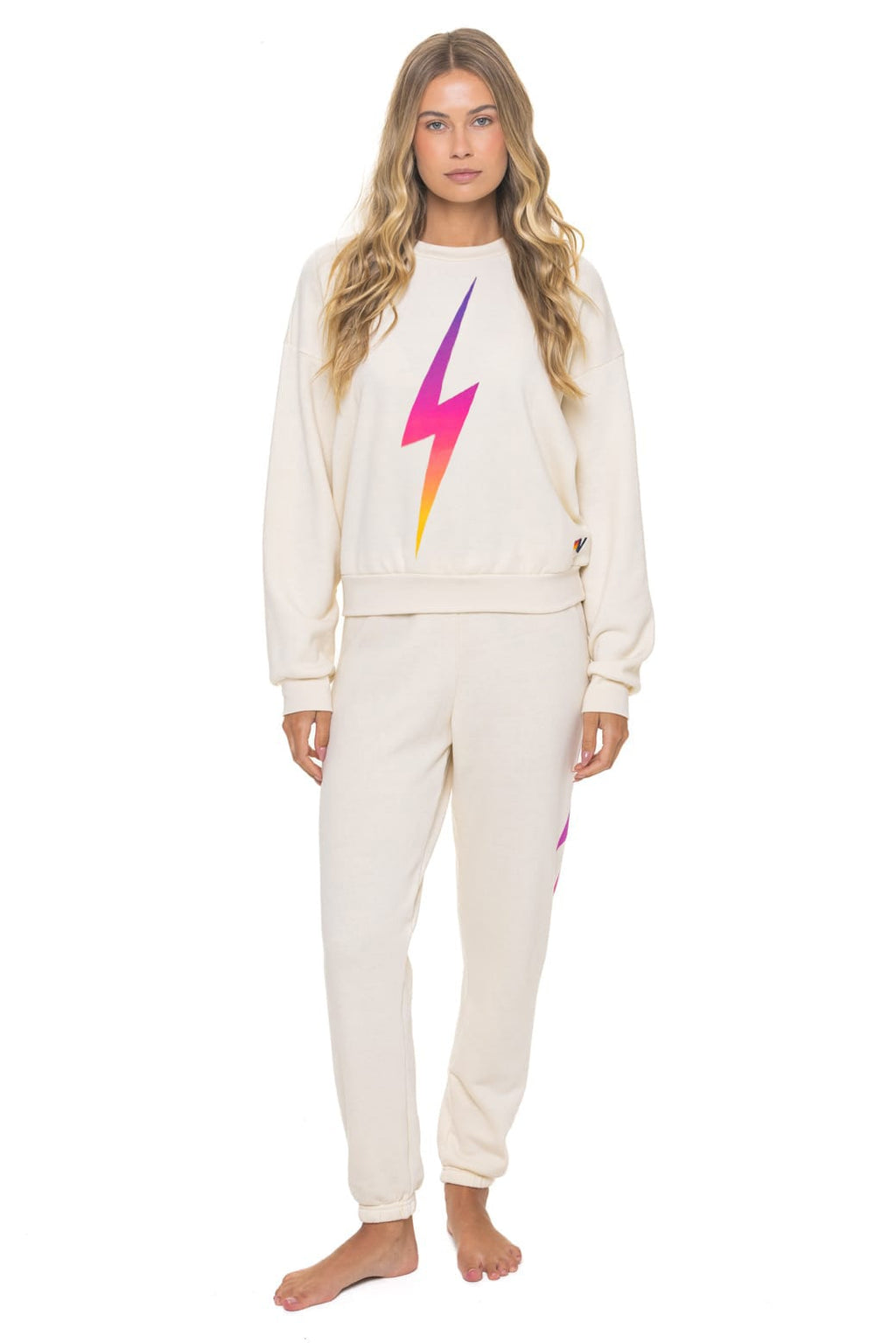 BOLT FADE RELAXED CREW SWEATSHIRT - VINTAGE WHITE // PINK // PURPLE