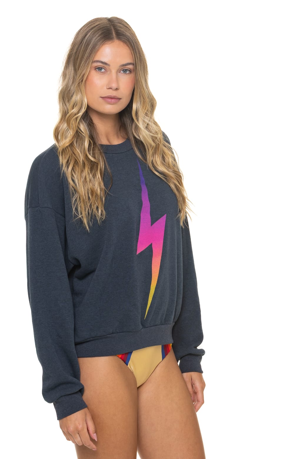 BOLT FADE RELAXED CREW SWEATSHIRT - CHARCOAL // PINK // PURPLE
