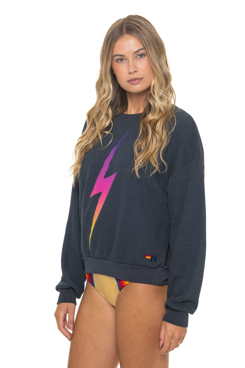 BOLT FADE RELAXED CREW SWEATSHIRT - CHARCOAL // PINK // PURPLE